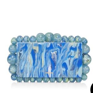 Cult Gaia rose marbled acrylic blue green clutch purse bag w dust bag